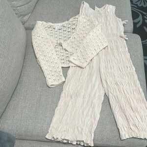 Zara Cream Knit Cardigan and overall